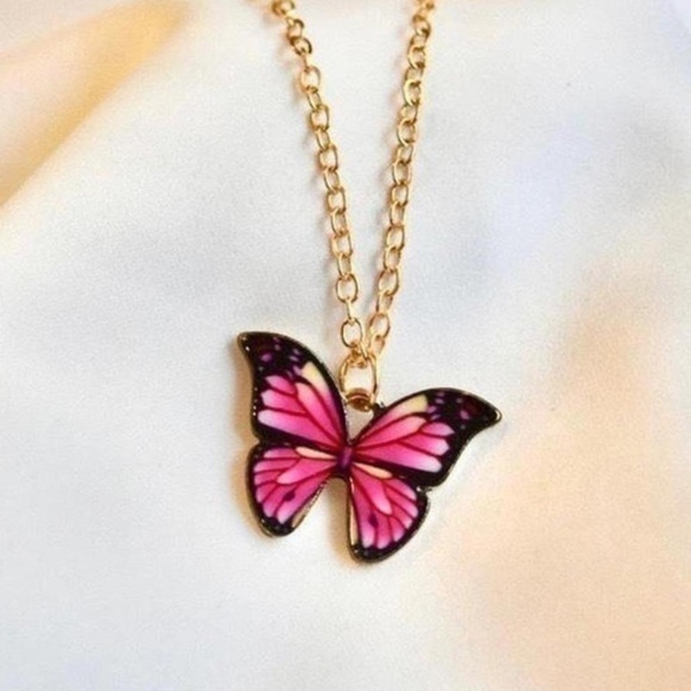 Pink Butterfly Necklace